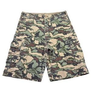 Bugle Boy Camo Cargo Shorts Mens 34 Casual Grunge Punk Y2k Baggy Skater Wide Leg